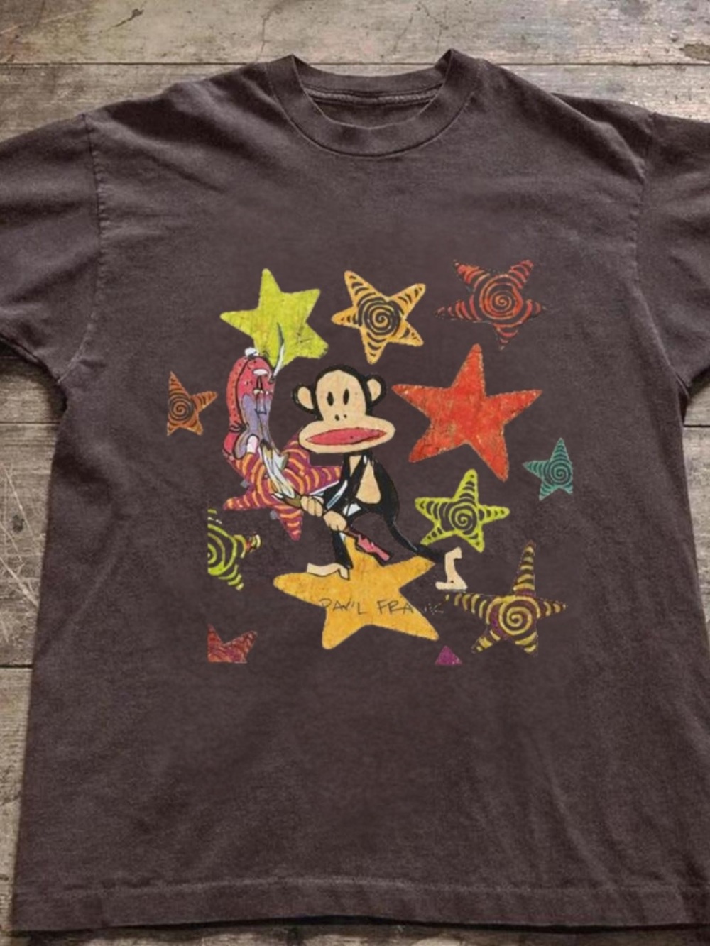 Gildan Paul Frank Darl chocolate Tee with Julius & Colorful Stars